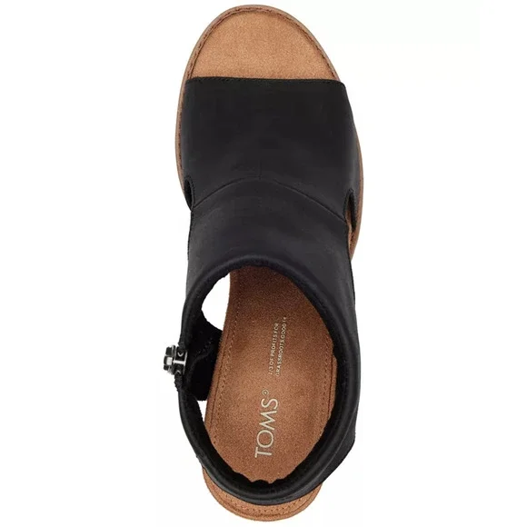 TOMS Eliana Cutout Women's Size 6 M Black Leather Zip Block Heel Sandals shoes - Picture 6 of 9